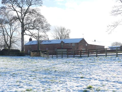 The stable block at Chorlton Hall in winter